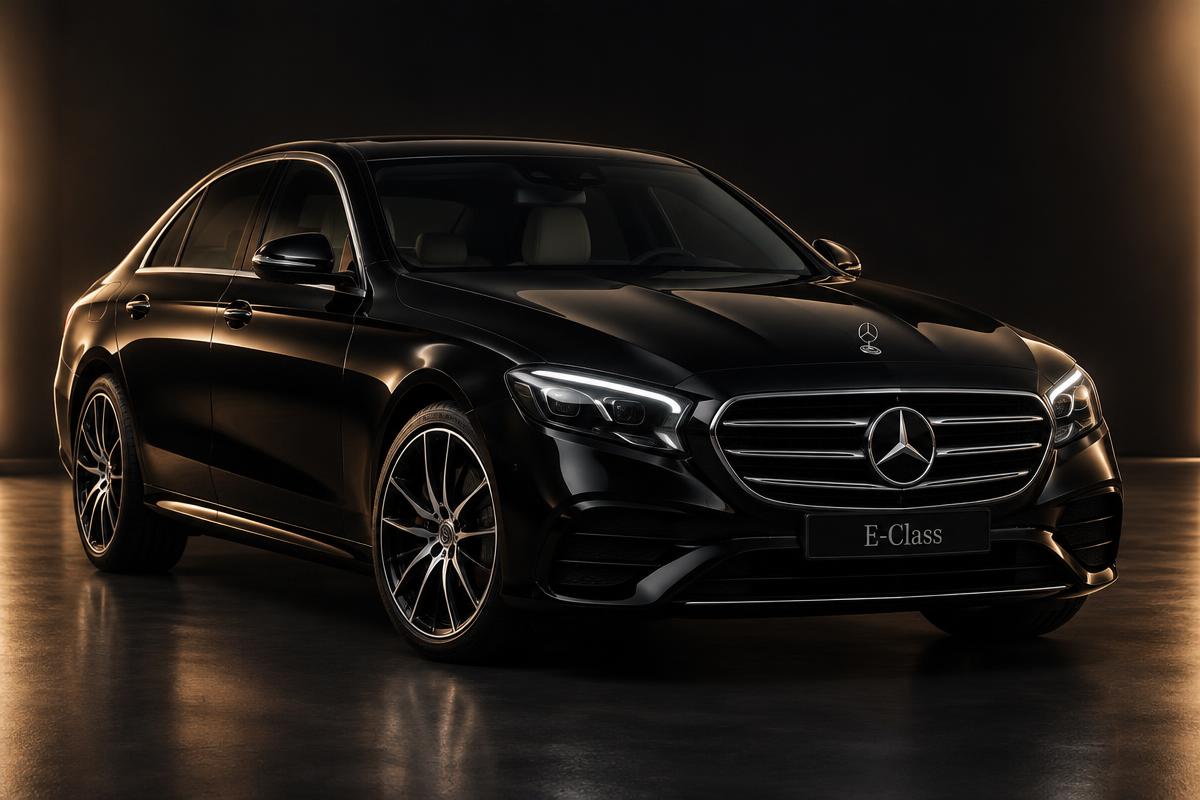 Black Mercedes-Benz E-Class chauffeur vehicle