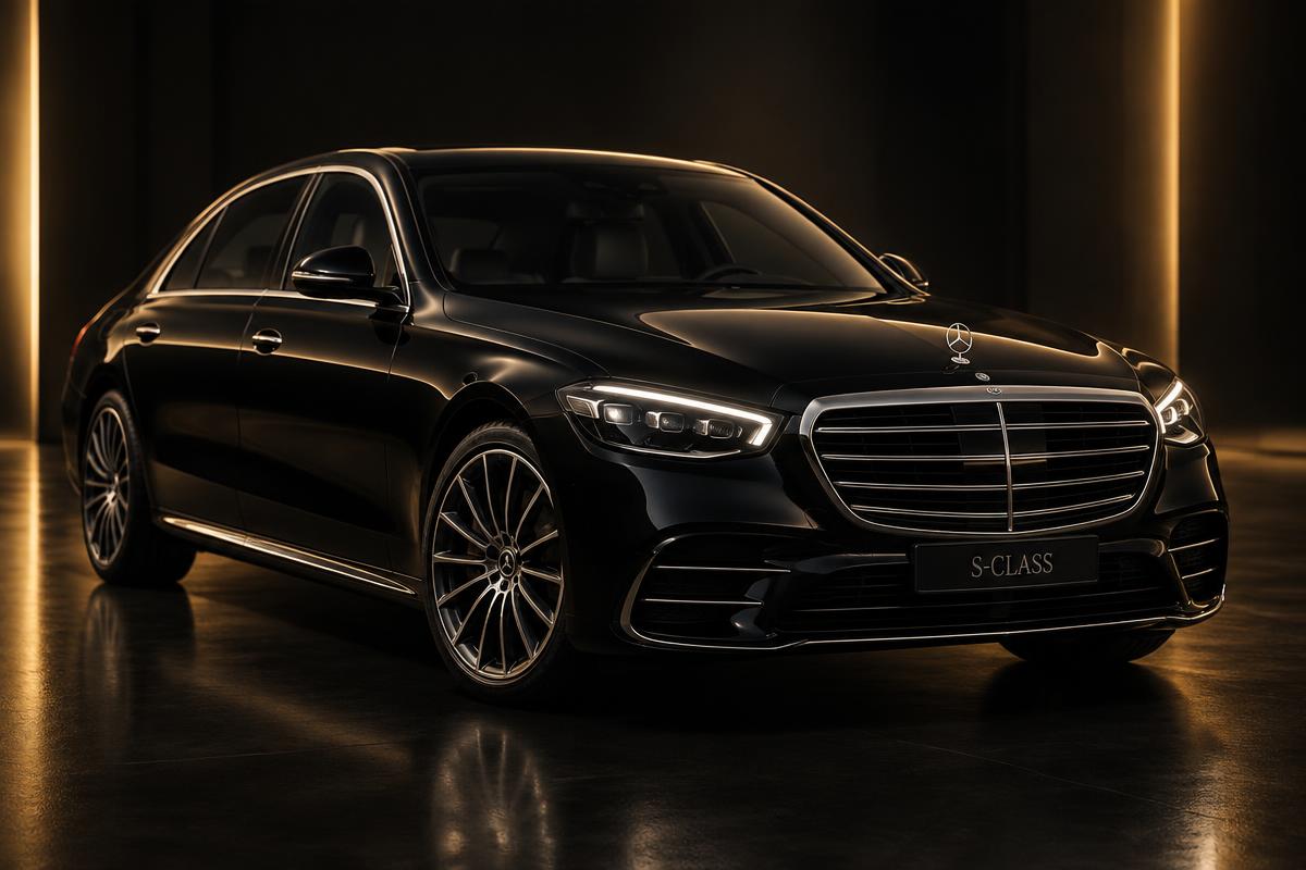 Black Mercedes-Benz S-Class chauffeur vehicle